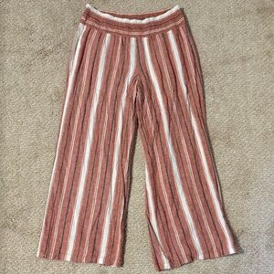 Red and White Linen Pants